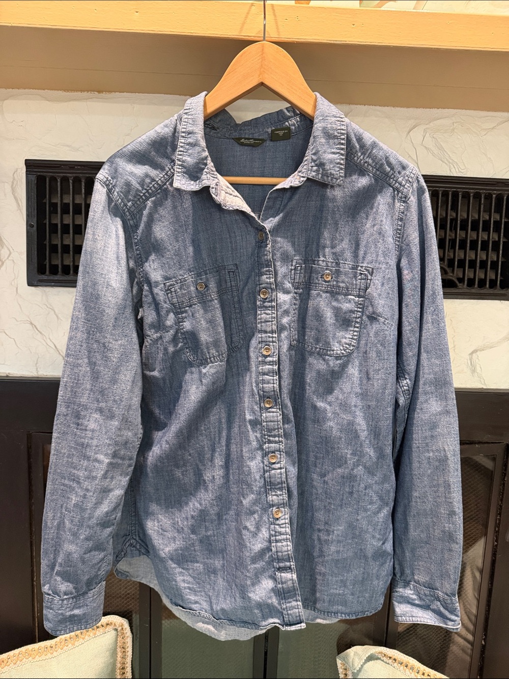 Eddie Bauer Light Blue Denim Button-Down Shirt
